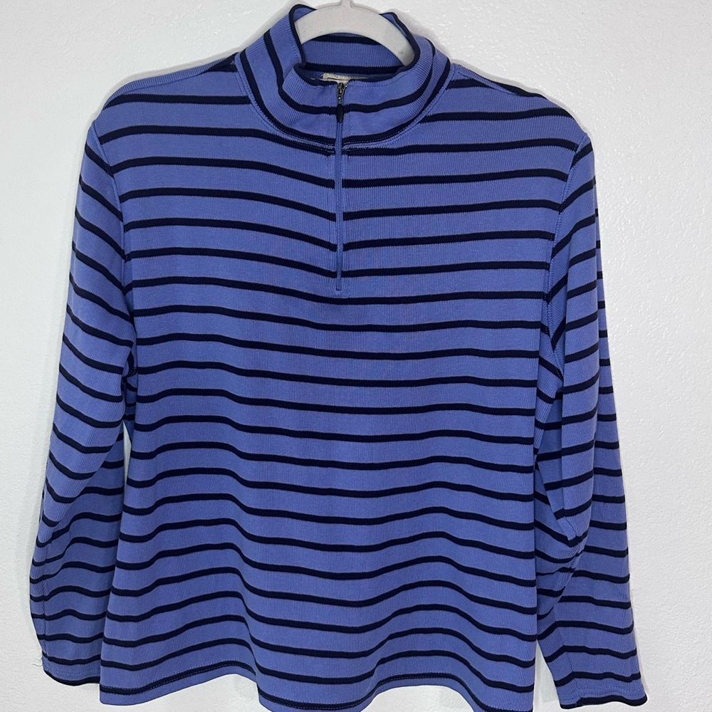 LL Bean Purple Striped Quarter-Zip Pullover